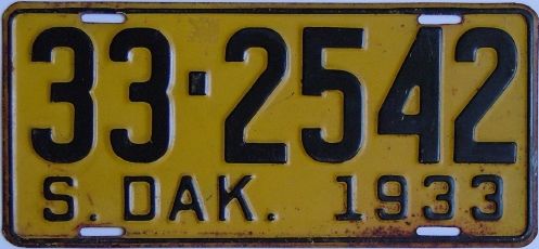 File:1933 South Dakota passenger license plate.jpg