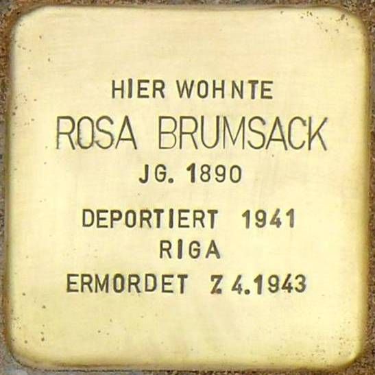 File:Beverstedt Stolperstein Poststraße 16 Brumsack Rosa.jpg