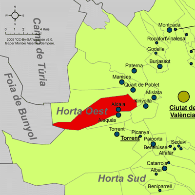 File:Localització d'Aldaia respecte de l'Horta Oest.png