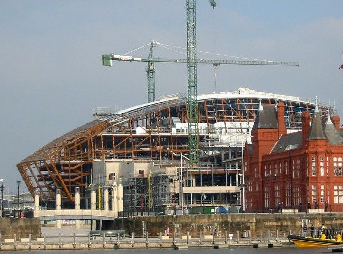 File:Wales Millennium Cente during construction, Cardiff Bay.jpg