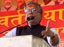 Sushil Modi addressing a rally in Nayagaon, Sonpur in 2015