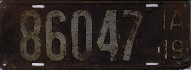 File:Iowa 1919 license plate - Number 86047.jpg