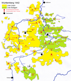 Division of Württemberg by the Treaty of Nürtingen