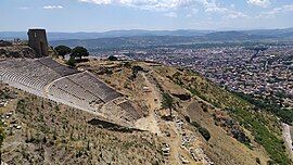 View of ancient Pergamon theatre and city