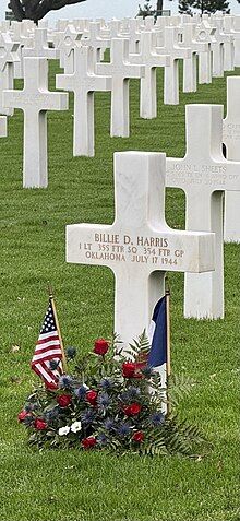 Headstone, American Cemetery, Normandy, France