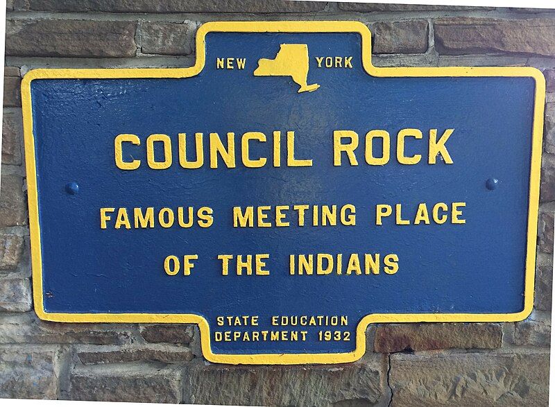 File:Council-Rock-Famous-Meeting-Place-of-the-Indians-NYS-Historical-Marker-1932.jpg