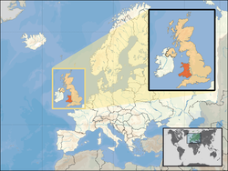 Location of Wales/Archive 12 (orange) – in the European continent (camel & white) – in the United Kingdom (camel)