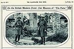 Knocker and Chisholm pose in the ruins of a church in Pervyse, Belgium for "Illustrated War News", 22 April 1917