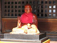 Pindolabharadrāja (Binzuru) statue in Mitsu-tera Temple, Osaka, Japan.