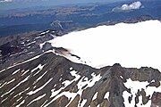 Aerial view of Sollipulli's ice-clad caldera.