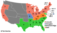 1860 Electoral College map with 35 states