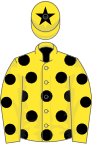 YELLOW, black spots, black star on cap