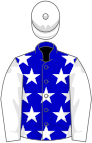 Blue, white stars, white sleeves and cap