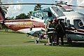 Palm Beach County Firefighter/Paramedics load a construction accident victim for transport.