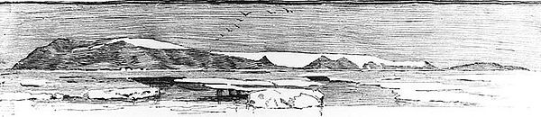 drawing of Bennett Island, discovered north of Siberia by the Jeannette Expedition, July 1881