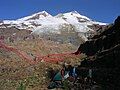 Boulder Glacier in 2003 with its 1985 terminus in red