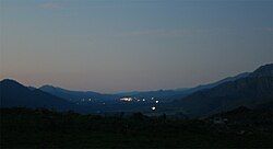 View of Citrusdal and surrounding mountains at night