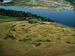 Aerial view of historic site area