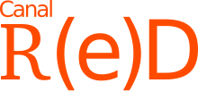 The word Canal Red in orange, in which the letter 'e' is enclosed in parentheses