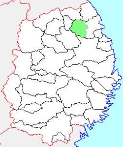 Location of Yamagata in Iwate Prefecture