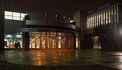 Murray Middle School on a rainy night