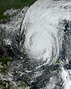 Satellite image of the hurricane over the Florida Keys