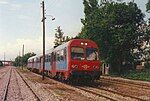 DMU MAN OSE local service 1592 (from Larissa to Thessaloniki) approaching Katerini station, November 2011