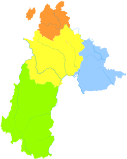 Zhongshan is the division with multiple exclaves on this map of Liupanshui