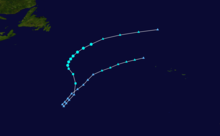 A track map of Tropical Storm Debby