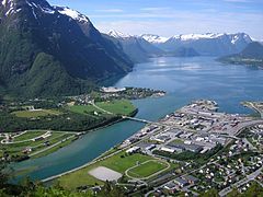 View of the port area and mouth of the river