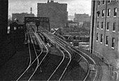 Tracks leading from the Franklin Street Terminal