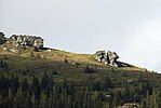 Rock formations, so-called "Furnace" (Steinöfen, weathering forms from plate gneiss) on the Handalm, middle Koralpe, Styria, Austria