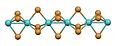 Ball-and-stick model of molybdenum(III) bromide, an inorganic polymer based on face-sharing octahedra.