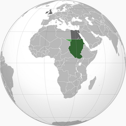 Green: Anglo-Egyptian Sudan Light green: Ceded to Italian Libya in 1934 Dark grey: Egypt and the United Kingdom