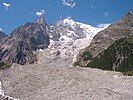 Debris-covered lower slopes of the Brenva Glacier