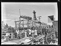 HMNZS Waikato launched from Beaumont Street on 16 October 1943