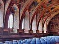 The 16th century seats along the perimeter of the room