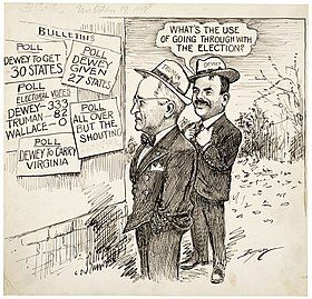 Clifford K. Berryman's editorial cartoon of October 19, 1948, shows the consensus of experts in mid-October