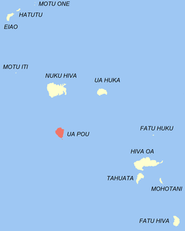 Location of the commune (in red) within the Marquesas Islands