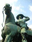 Equestrian statue of Queen Anne's War officer in Walpole, Massachusetts