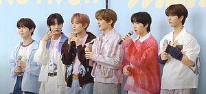 NCT Wish in 2024 From left to right: Ryo, Riku, Yushi, Sion, Sakuya, and Jaehee