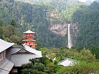 Pagoda in Seiganto-ji and Nachi Falls