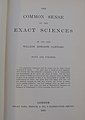 Title page of an 1885 copy of "The Common Sense of the Exact Sciences"