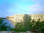 Outside view of the fort showing the moat