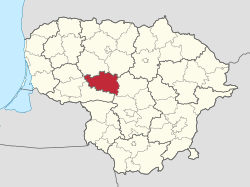 Location of Raseiniai district municipality within Lithuania