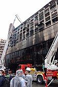 Fire damaged tower in Kaohsiung