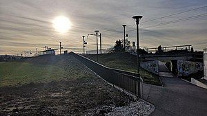 Elevated platform with underpass