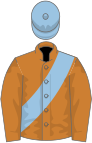 Bronze, light blue sash, light blue cap