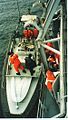 "Sjøbjørn" (sea bear), one of the ship's two small boats, in the davit in 2001.