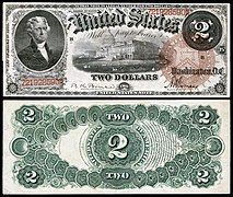 Obverse and reverse of a two-dollar United States Note